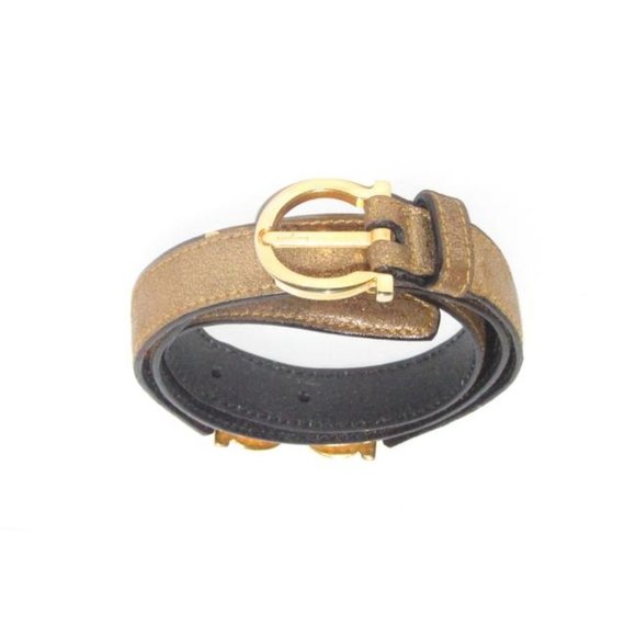Salvatore Ferragamo Gold Leather Gancini Belt main image 7